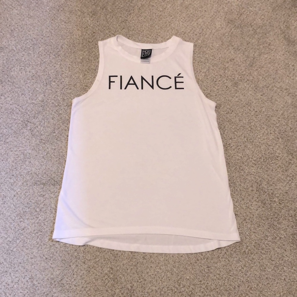 White “Fiancé” graphic tank